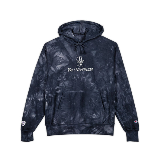 Champion Tie-Dye Hoodie with Embroidered Design, Trendy Streetwear for Unisex, Perfect for Casual Outings, Cozy Fall Wear, Unique Gift