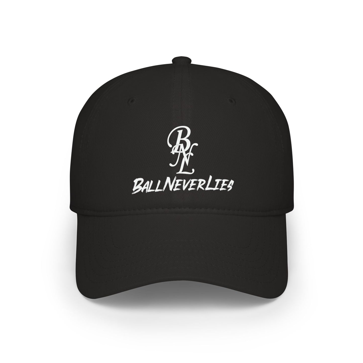 BallNeverLies Low Profile Baseball Cap — Sporty Black Dad Hat with BN Logo